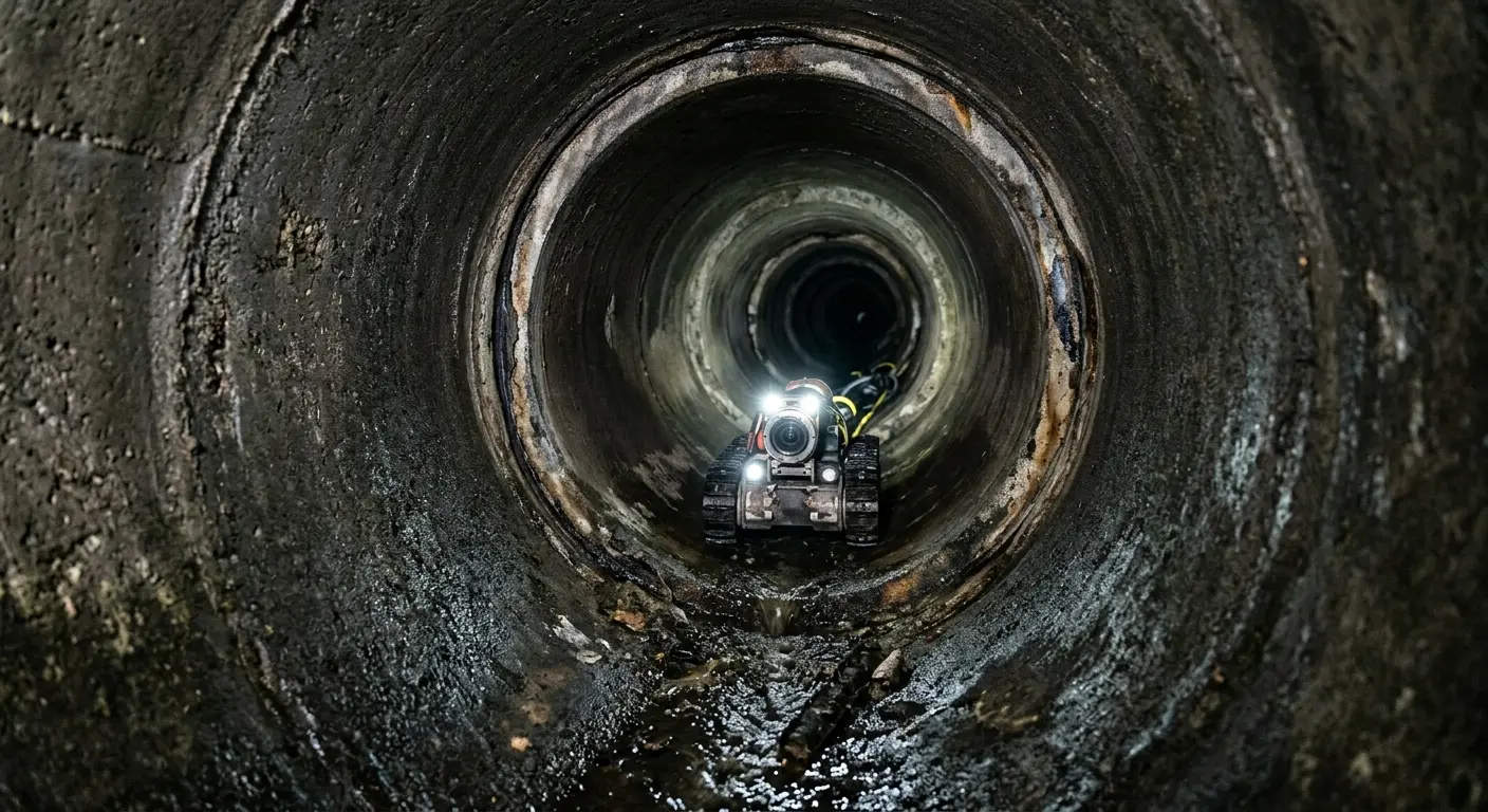 Robotic sewer camera inspecting pipe interior for Sewer Line Cleaning in Red Chute